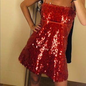 Zara red “sequin” dress